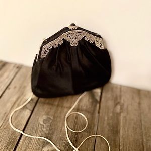 Judith Lieber Black Satin Evening Bag